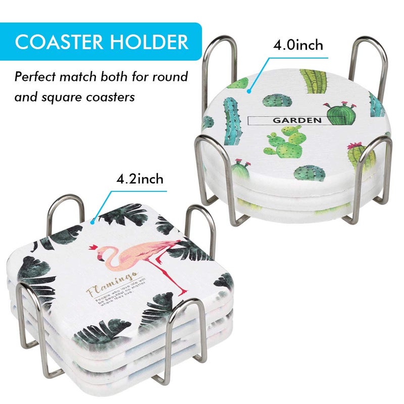 iziusy 2 Pieces 4.5 Inch Stainless Steel Coasters Holder Storage for Both Round and Square Coasters, Hold Up 4 to 7 - Image 2